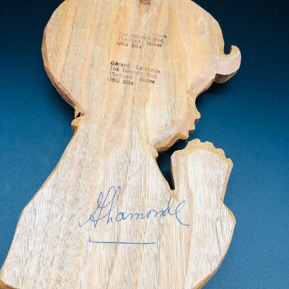 70s Hand Carved Wood Wall Plaque Praying Boy Vintage Gerard Lamonde Wall Hanging - Picture 6 of 10